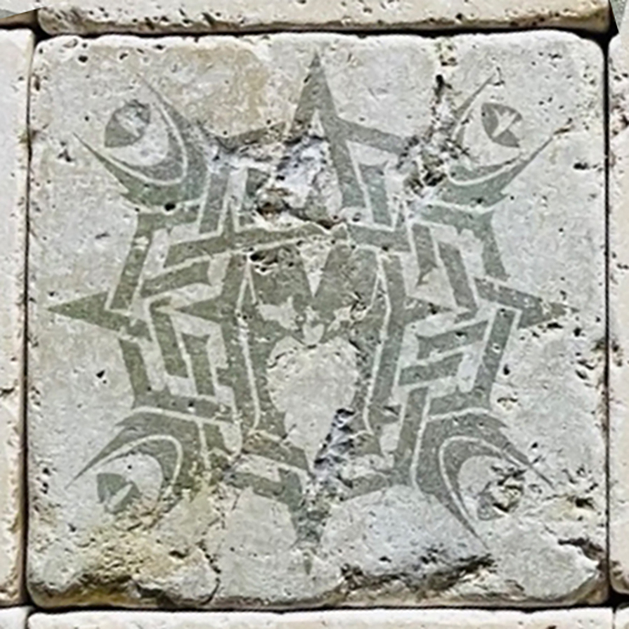 Travertin-Untersetzer „Finsternis“