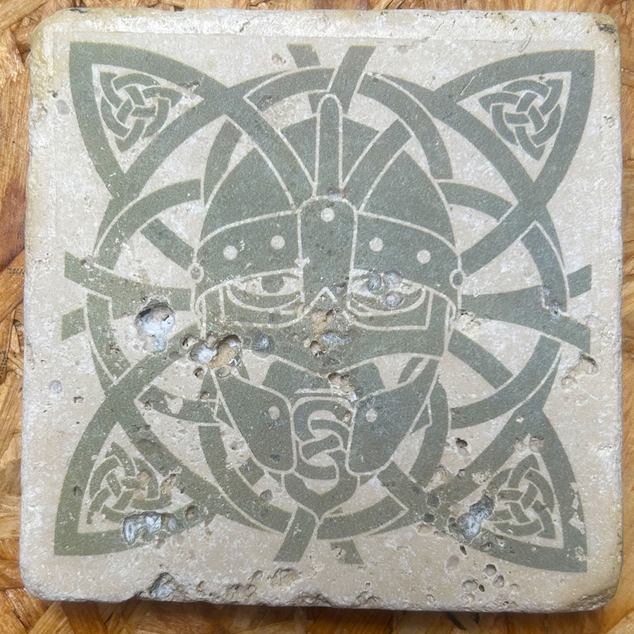 Travertin-Untersetzer „Menschengeschlecht“