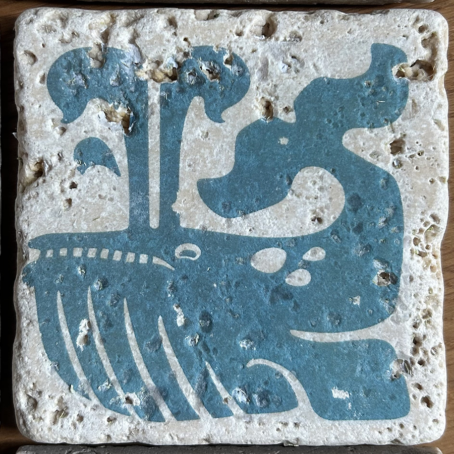 Travertin-Untersetzer „SeaBeast – Whale“
